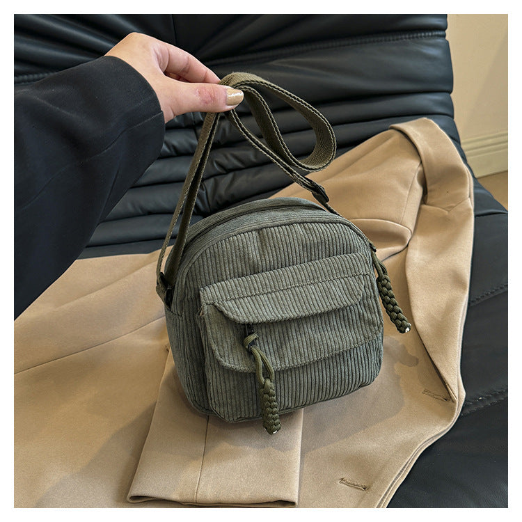 Solid Color Classy Exquisite Texture Portable Shoulder Messenger Bag