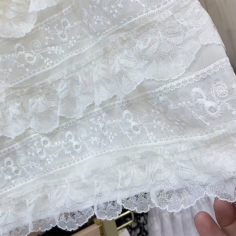 New High Waist Slimming French Layered Lace Stitching Cake Dress Skirt For Women