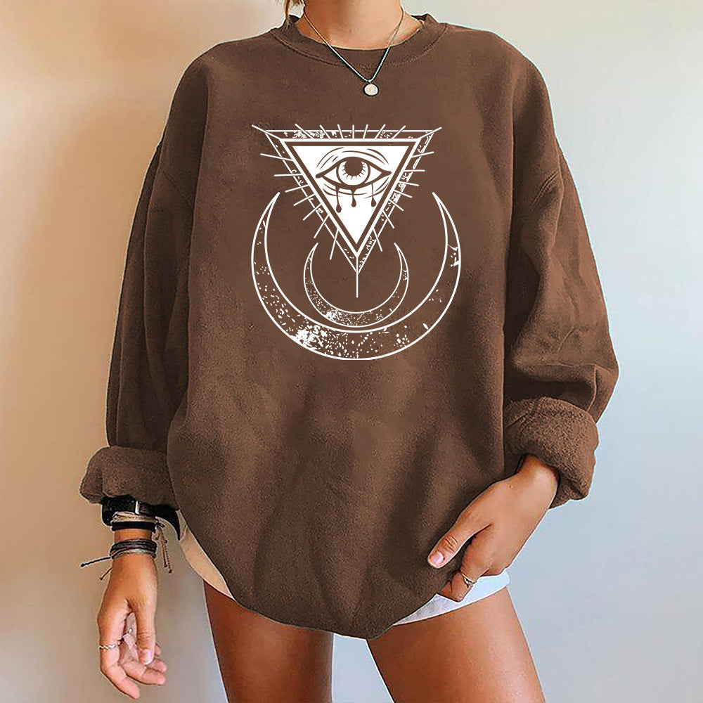 Moon's Third Eye Down Shoulder Fleece Sweater