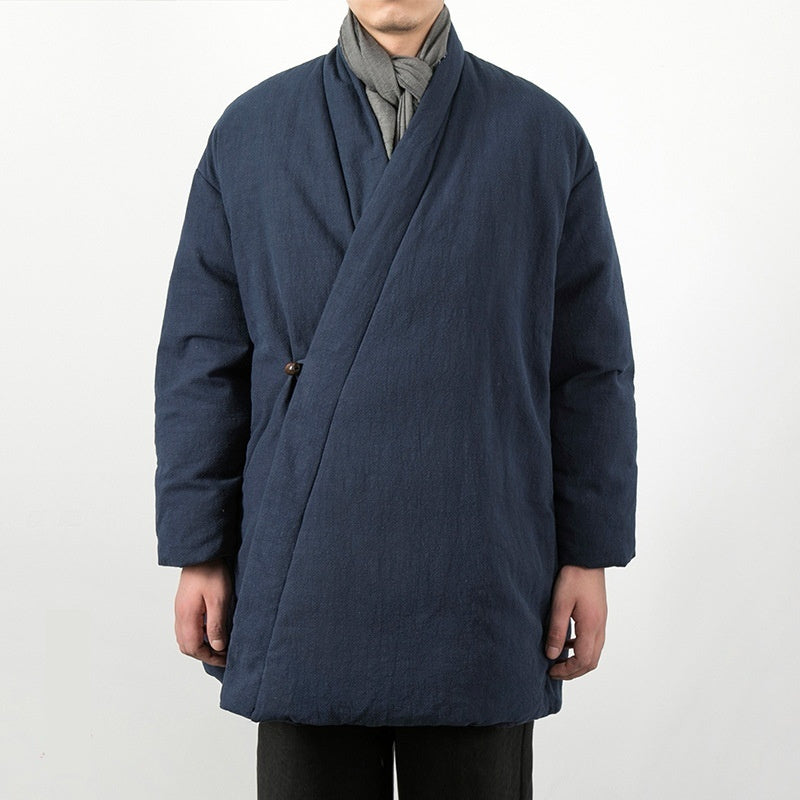 Mens New Chinese-Style Cotton And Linen Padded Jacket