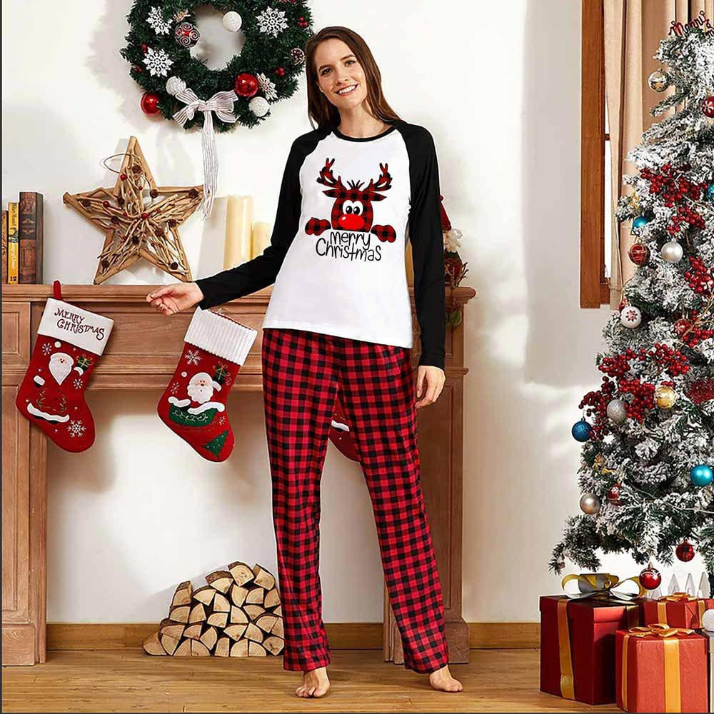 Familie Julepyjamas Matchende Sæt Jule-nattøj Forældre-Barn Pyjamas-outfit til Juleferie Julefest