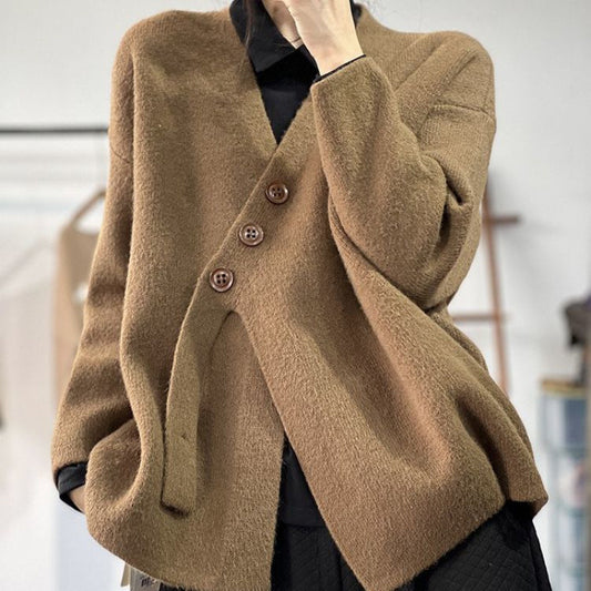 Women's Solid Color Simple Irregular Splicing Loose Jacket