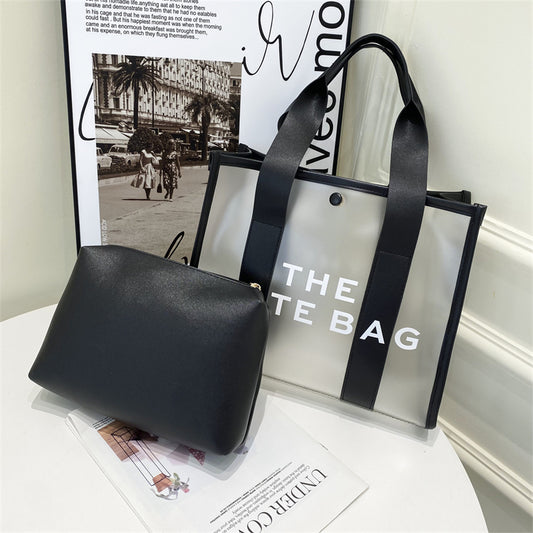 Women's Fashion Simple Transparent Letter Shoulder Handbag