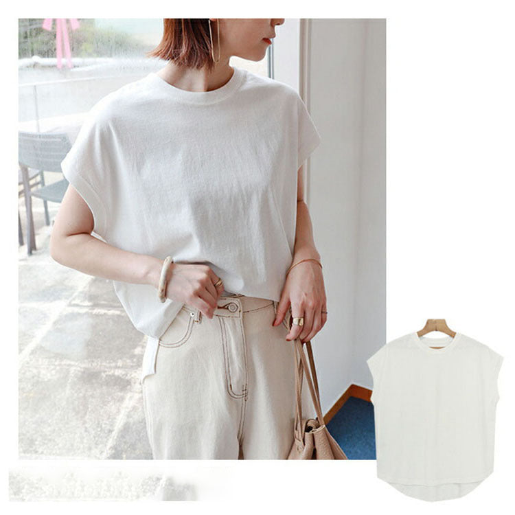 Women's Side Slit Curved Hem Bottoming Top