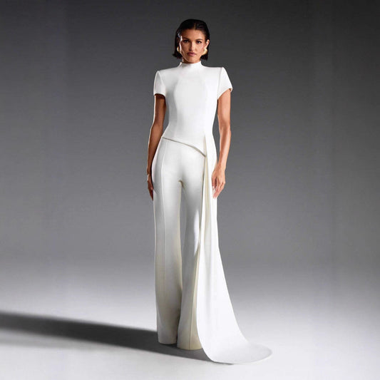 Draped Pants Sculpture Elegant Blouse And Pants Simple Female