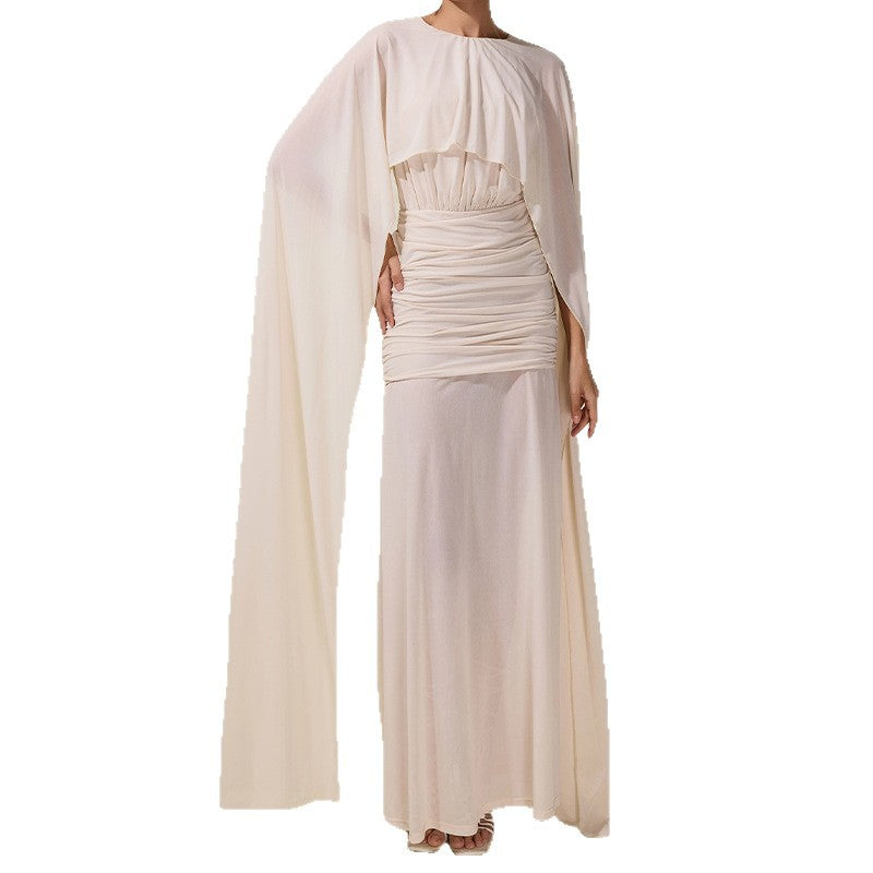 Womens Fashionable All-Match Patchwork Shawl-Waisted Dress