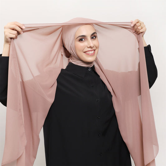 Pure Color Pearl Chiffon Scarf Plus The Same Color