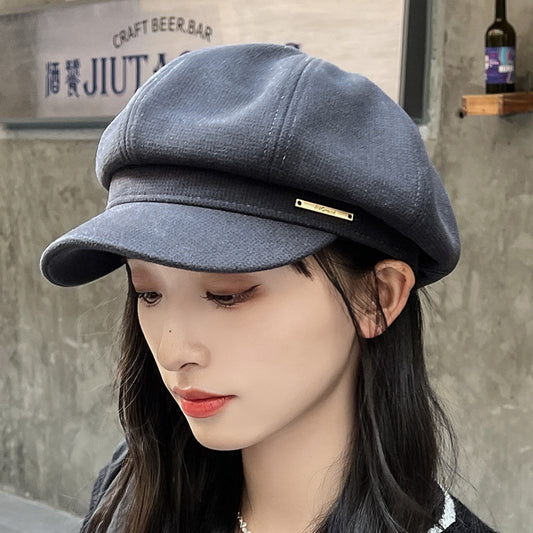 Women's Korean-style All-match Metal Label Peaked Cap