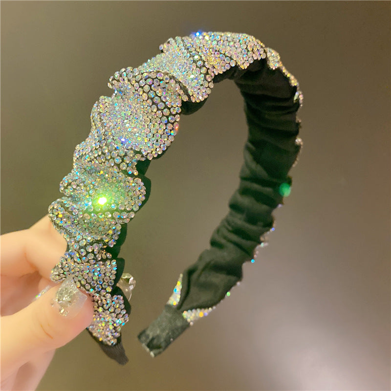 Retro French Full Rhinestone Crystal Headband Wash Face Pressure Hairband