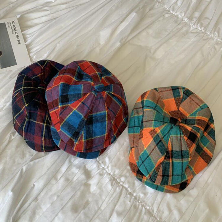 Women's Fashion Plaid Vintage Versatile Beret