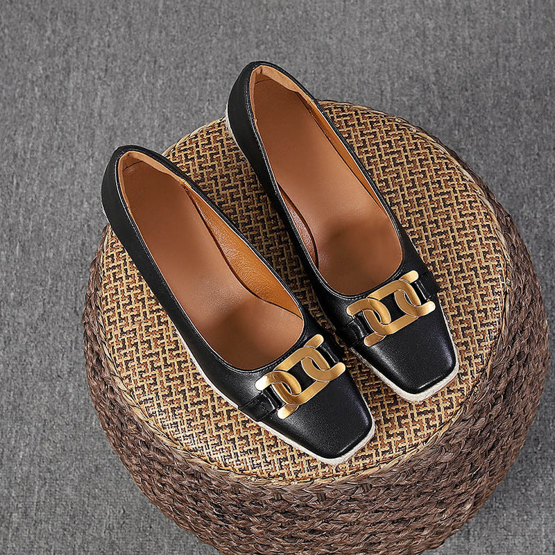 Retro Soft Bottom Square Toe High Heel Pumps Women's Hemp Rope