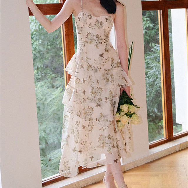 French Hepburn Wind Snow Spin Dress Women's Spring