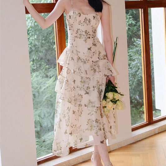 French Hepburn Wind Snow Spin Dress Women's Spring