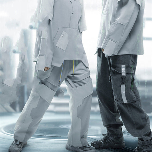 Punk Street Casual Loose Spliced Deconstructed Pants