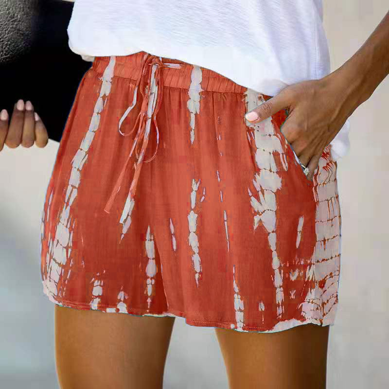 Summer European And American Tie-dye Striped Wide-leg Shorts