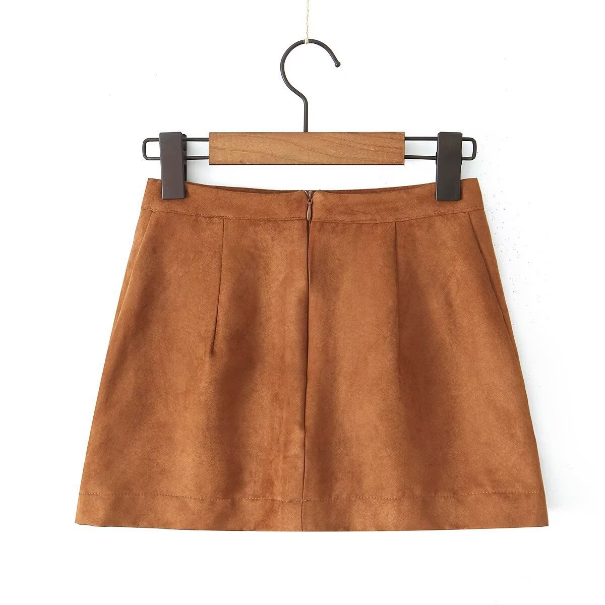 Retro Style Simple Solid Color Hip Skirt Zipper With Lining High Waist Skirt