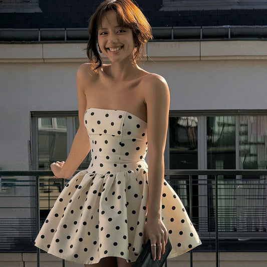 Retro Dot-printed  Form-fittingTube Dress