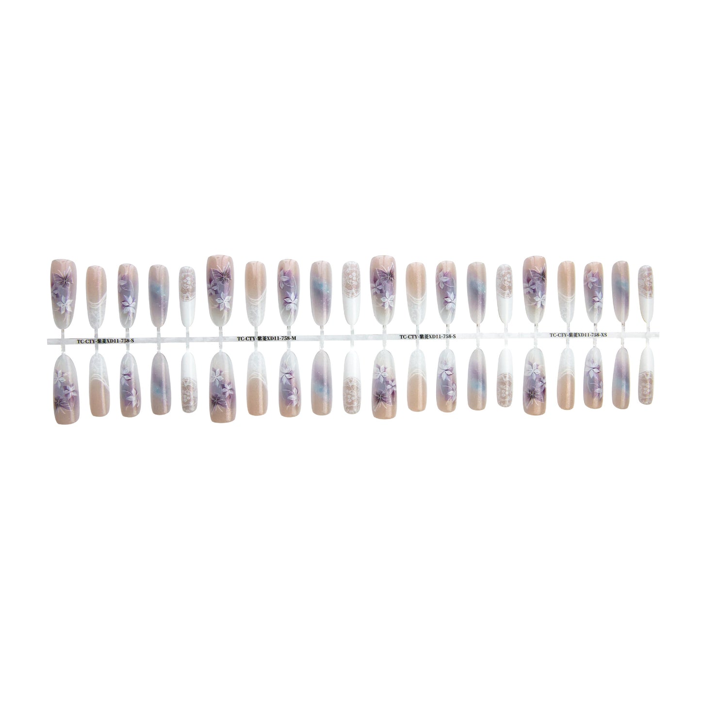 Chinese Style Traditional Butterfly Oval Almond Prefabricated Nail Art