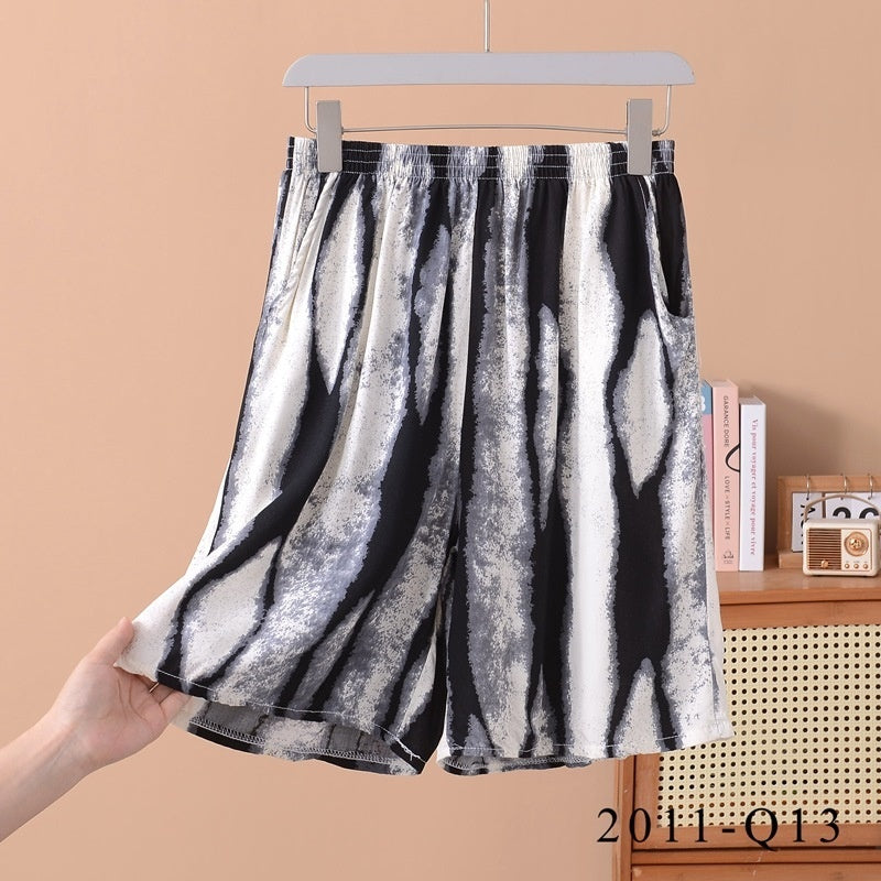 Women's Loose-fit Cotton-silk Floral-print Shorts
