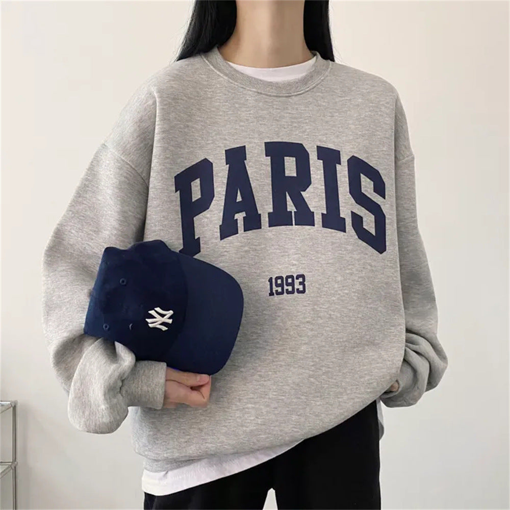 Skjorte Fleece Trykt Langærmet Bogstav Sweater