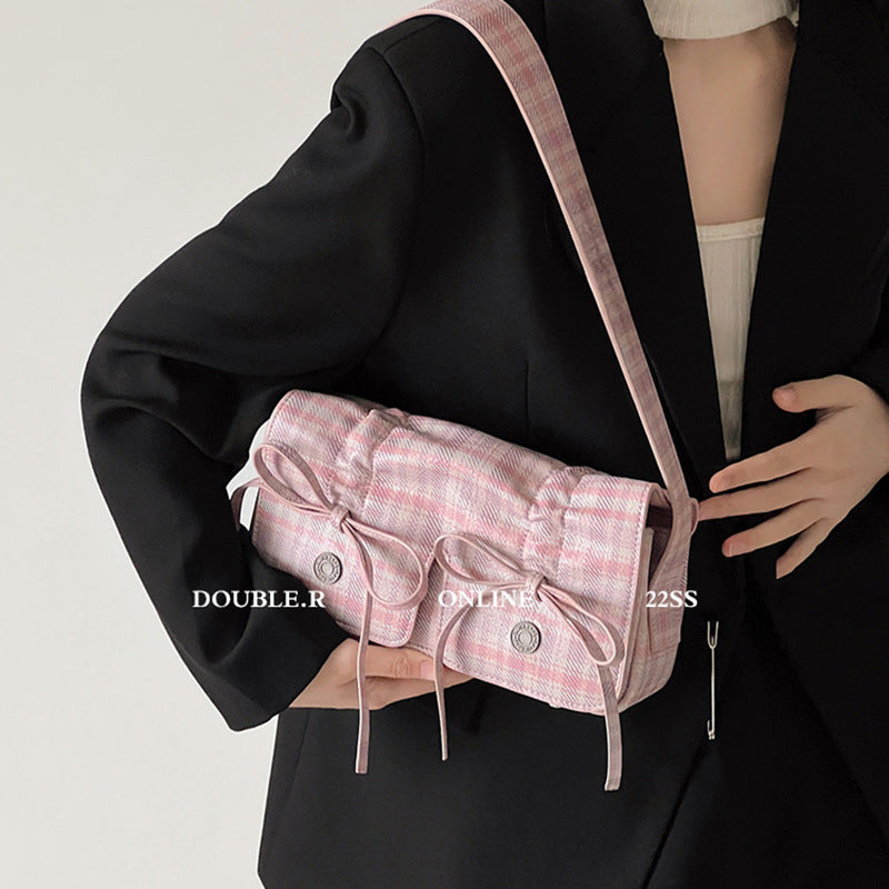 Bow Pleated Underarm Bag Simple Shoulder Messenger Bag