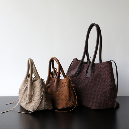 Handwoven Matte Cowhide Tote Bag With Large Capacity