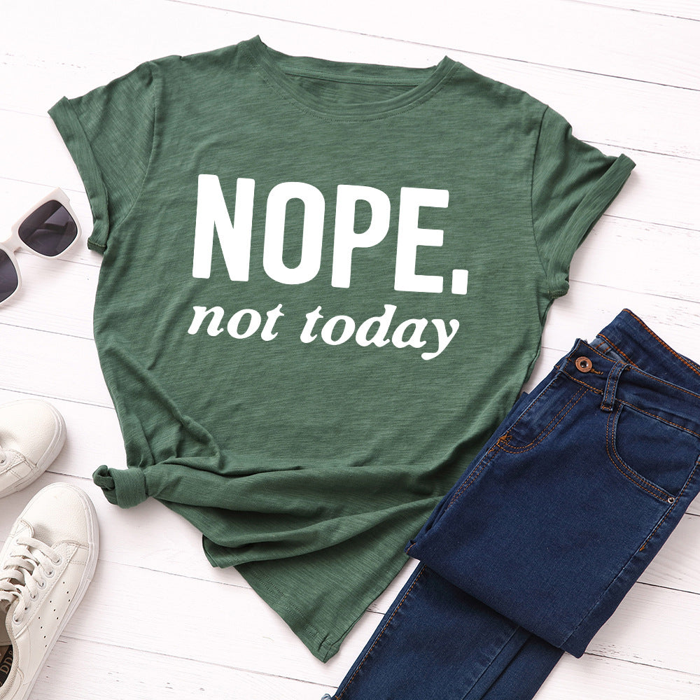 Women's Letter Loose Round Neck Short Sleeve T-Shirt