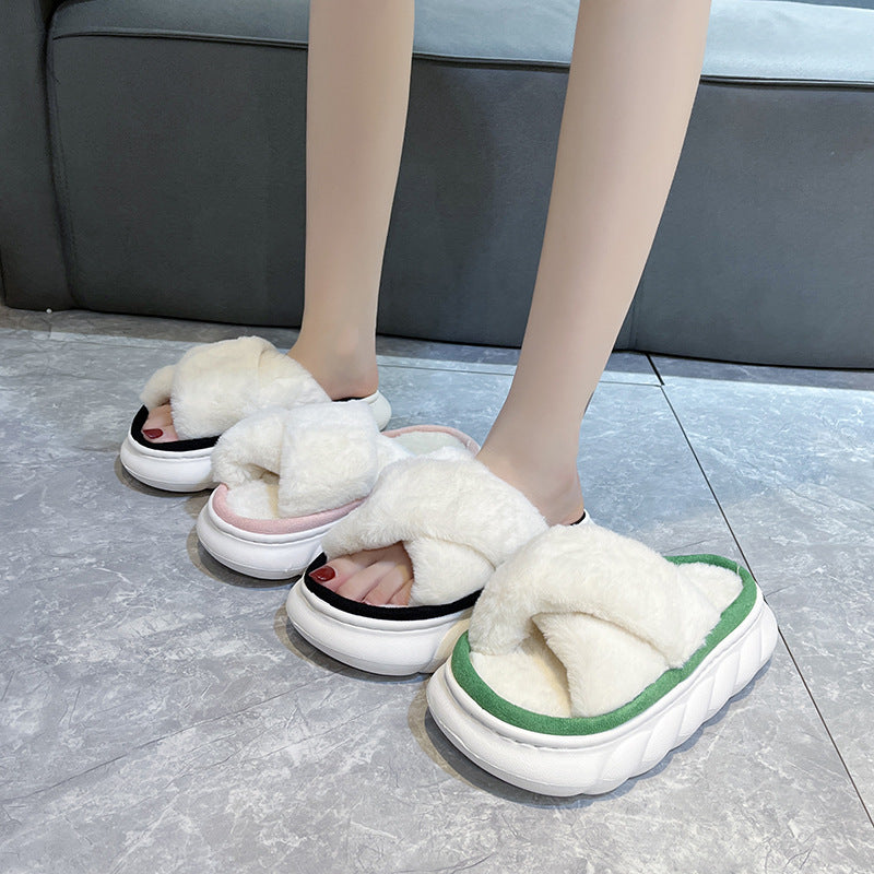 Heavy-soled Feces-feeling Home Light Fur Slippers