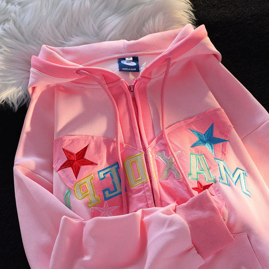 Amerikansk Retro Alfabet Sommerfugl Patch Broderet Hættetrøje