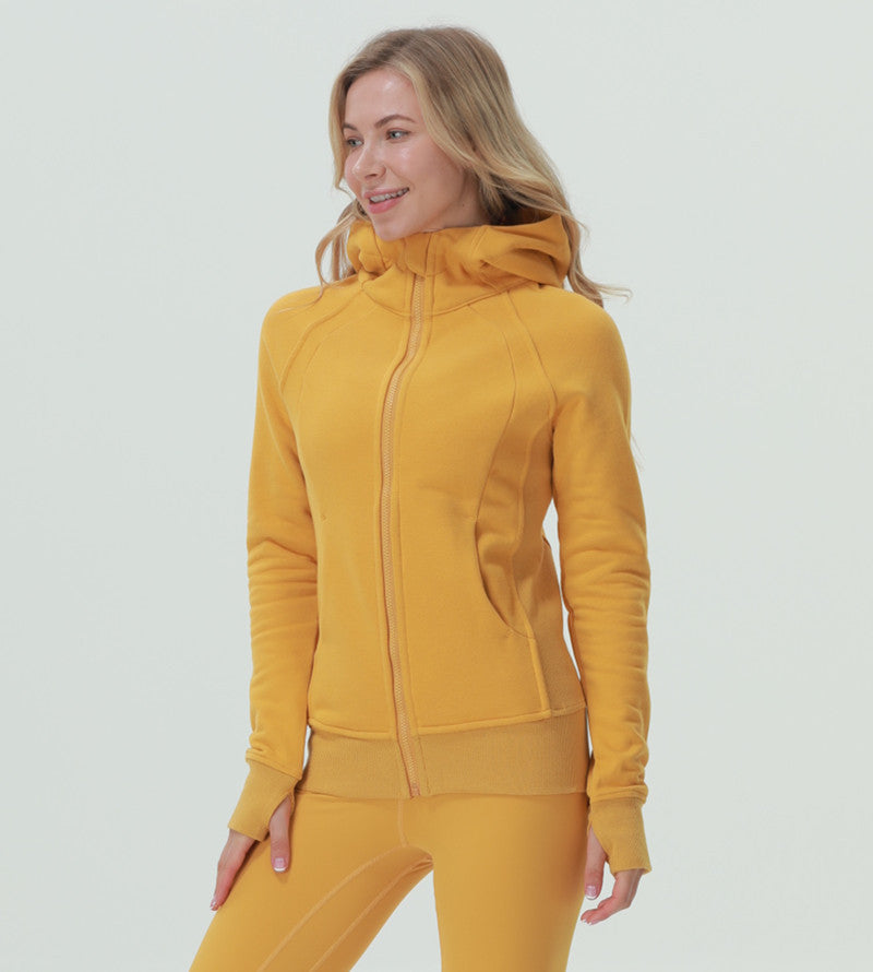 Yoga Clothes Coat Sports Full Zipper Hooded Sweatshirt