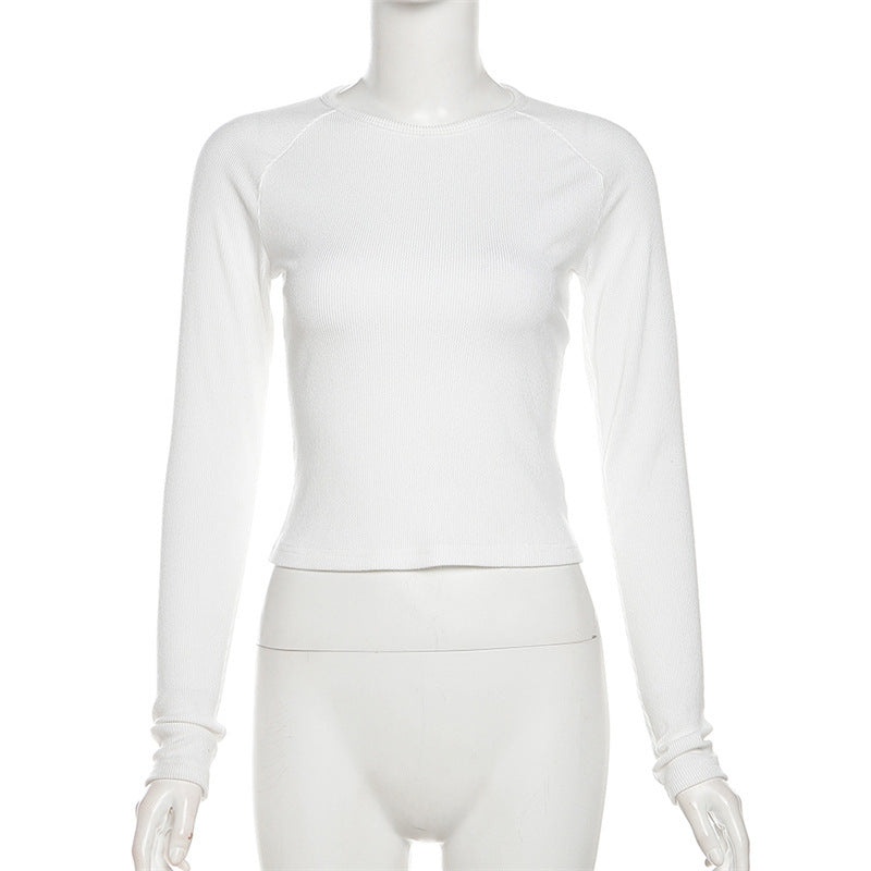 New Womens Fashion Long-sleeve Slim-fit Top With A Bold Print