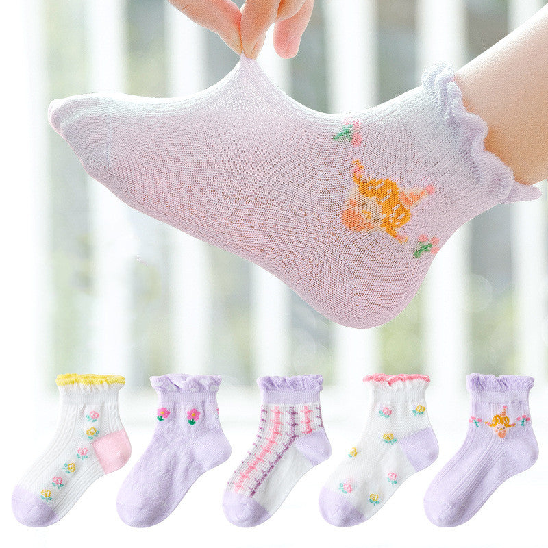 Children's Mesh Girls Lace Breathable Sweat Socks