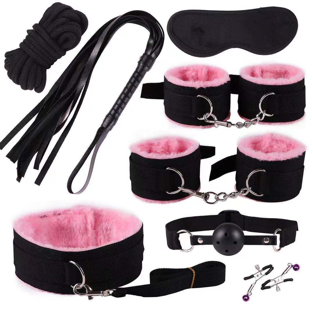 Non Leather Plush HandcuffsWhip And Ribbon Suit