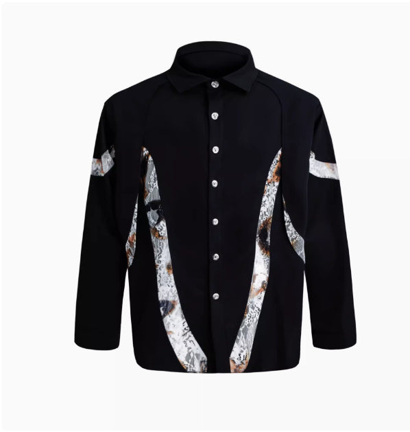 Niche Flame Burning Stitching Design Long Sleeve