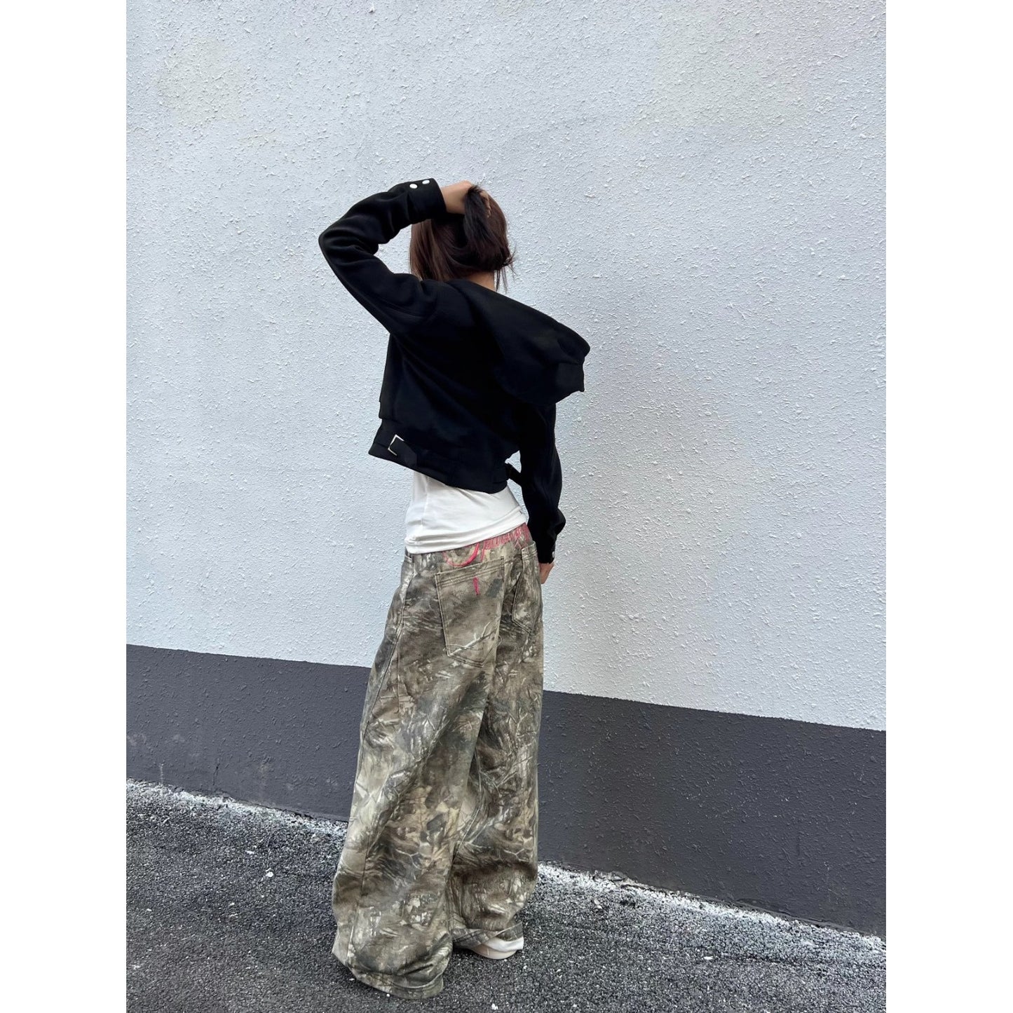 American-style Retro Letter-embroidered Branch Camouflage Casual Pants