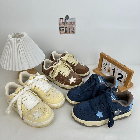Womens Microfiber Canvas Thick-Soled Casual Sneakers