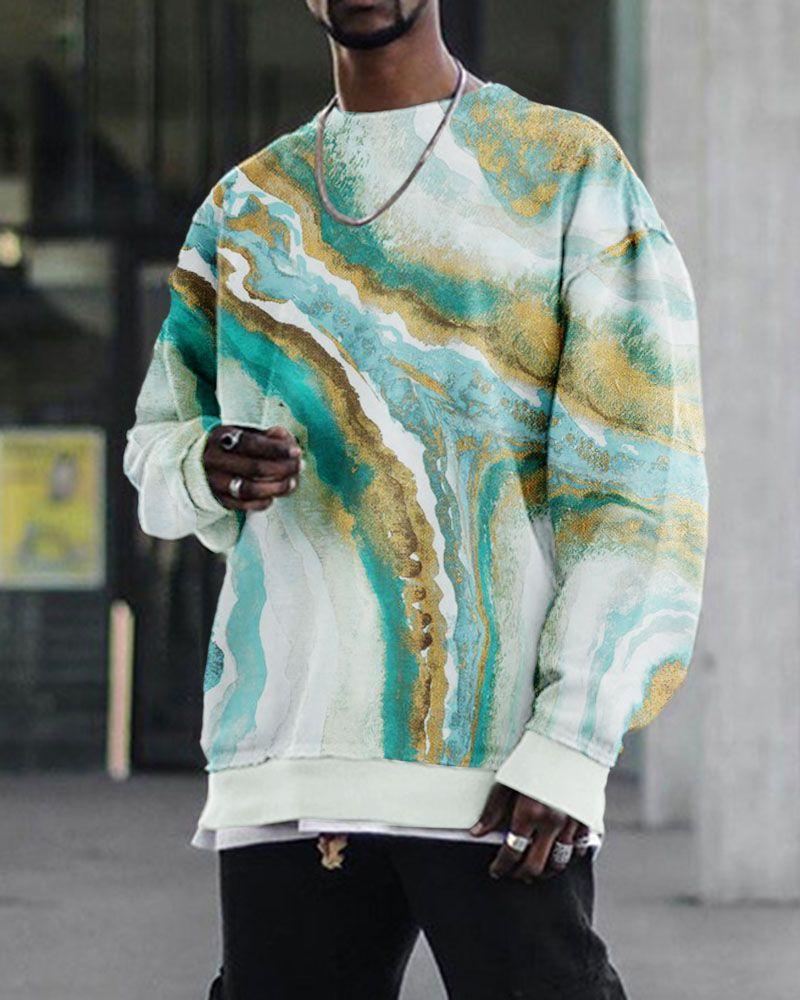 Men's Digital Printing Loose Casual Round Neck