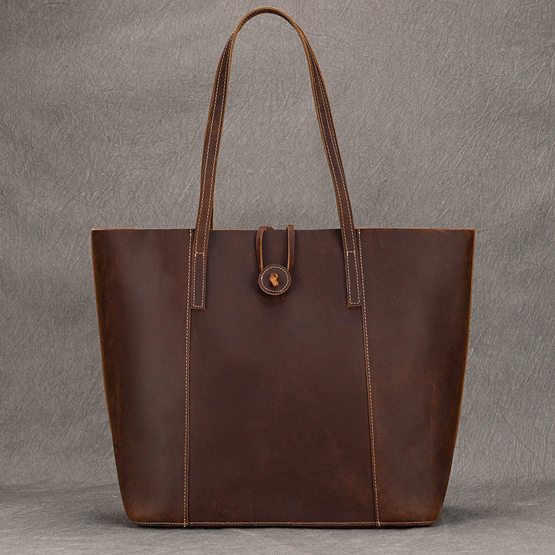 Women's Leather Commuter Hand-carrying Bag Large Capacity