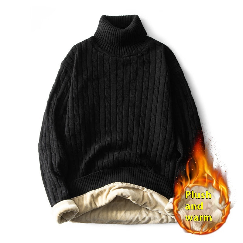 Men's Fleece-lined Thick Neck Sweater