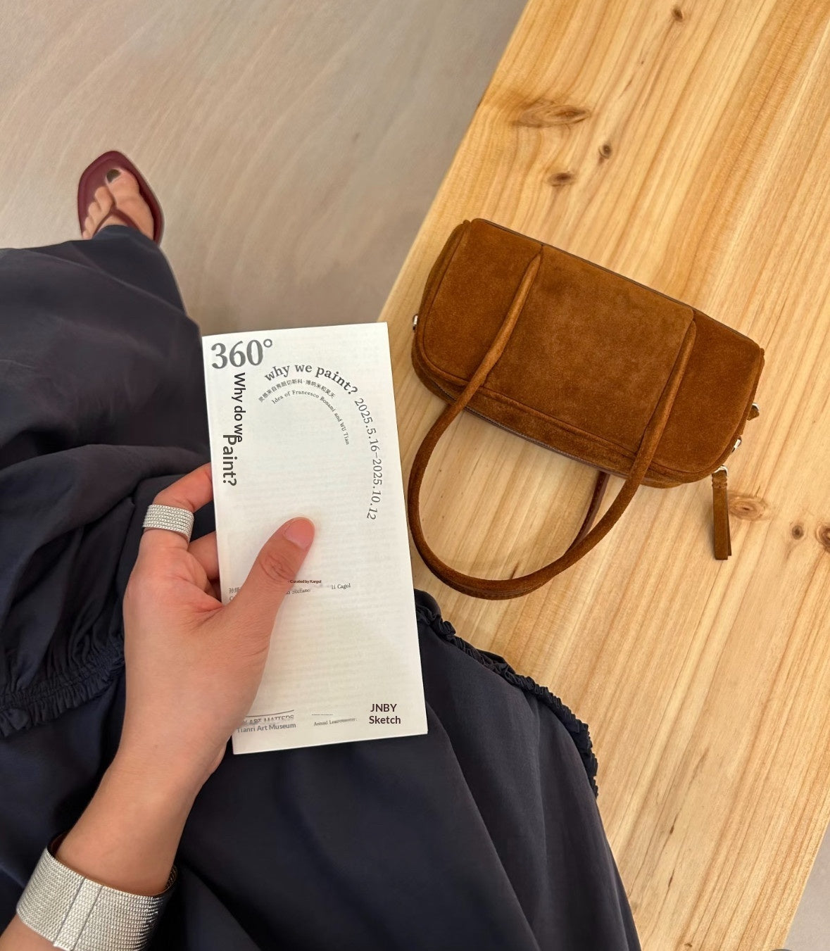Ruskind og lammeskind Mini Square Bag