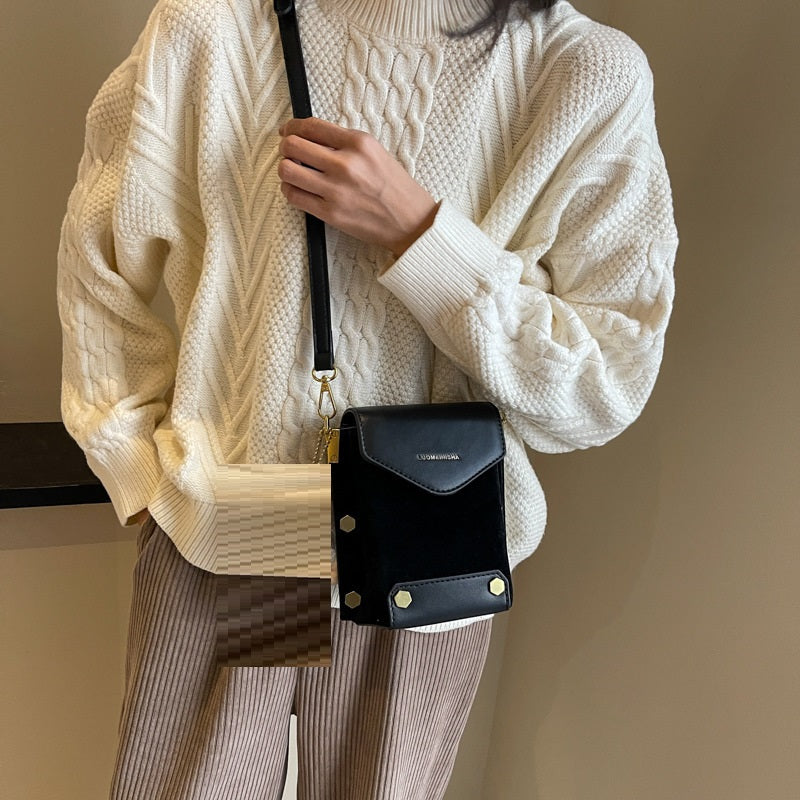 Retro Suede Phone Crossbody Small Square Bag