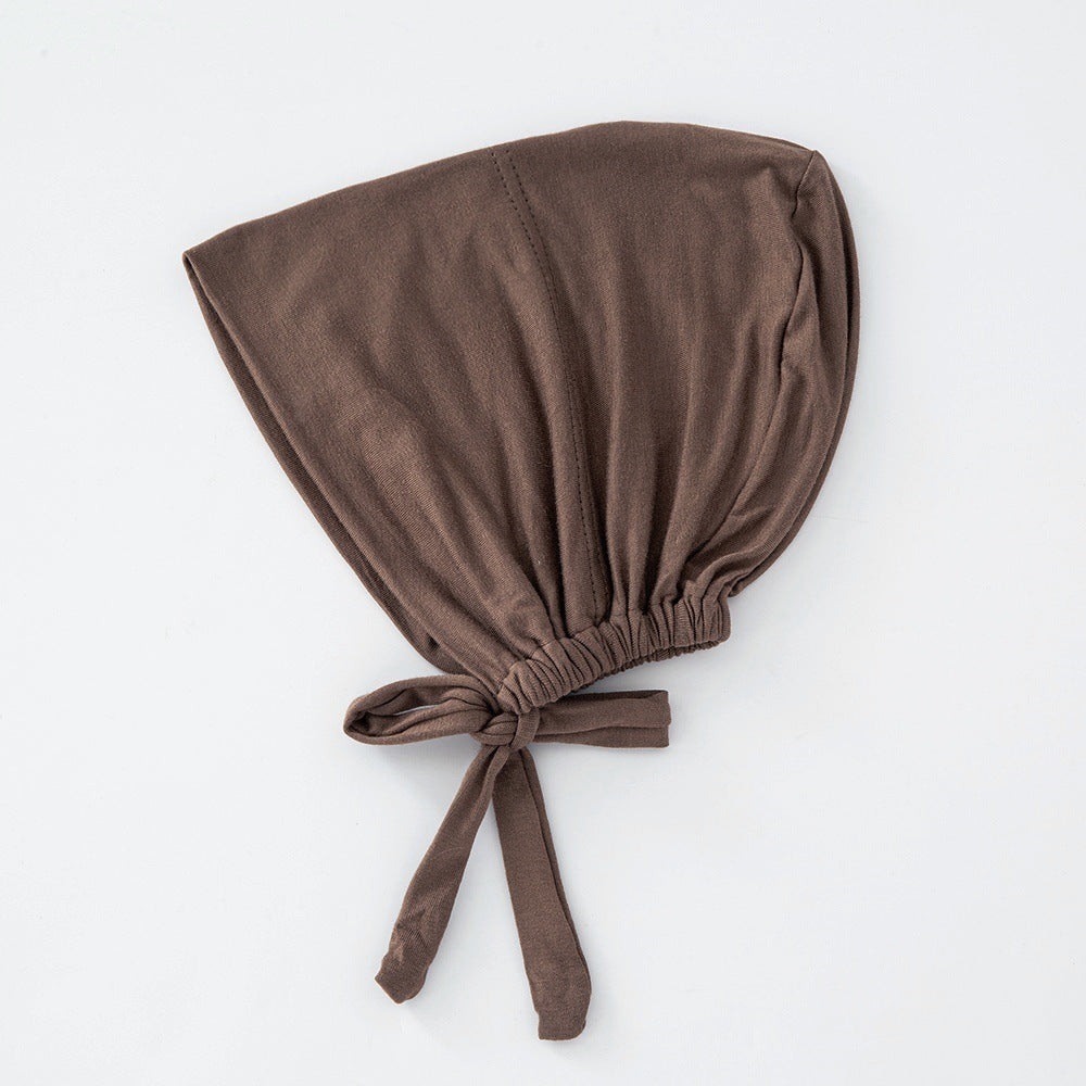 Women's Fashion Solid Color Lace-up Bottoming Hood