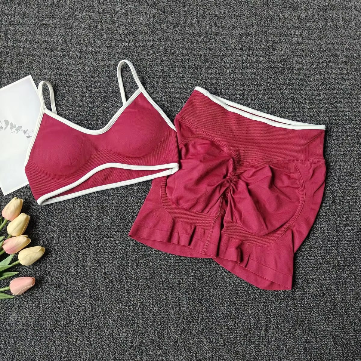 Womens High-Waisted Leggings And Top Two-Piece Workout Set