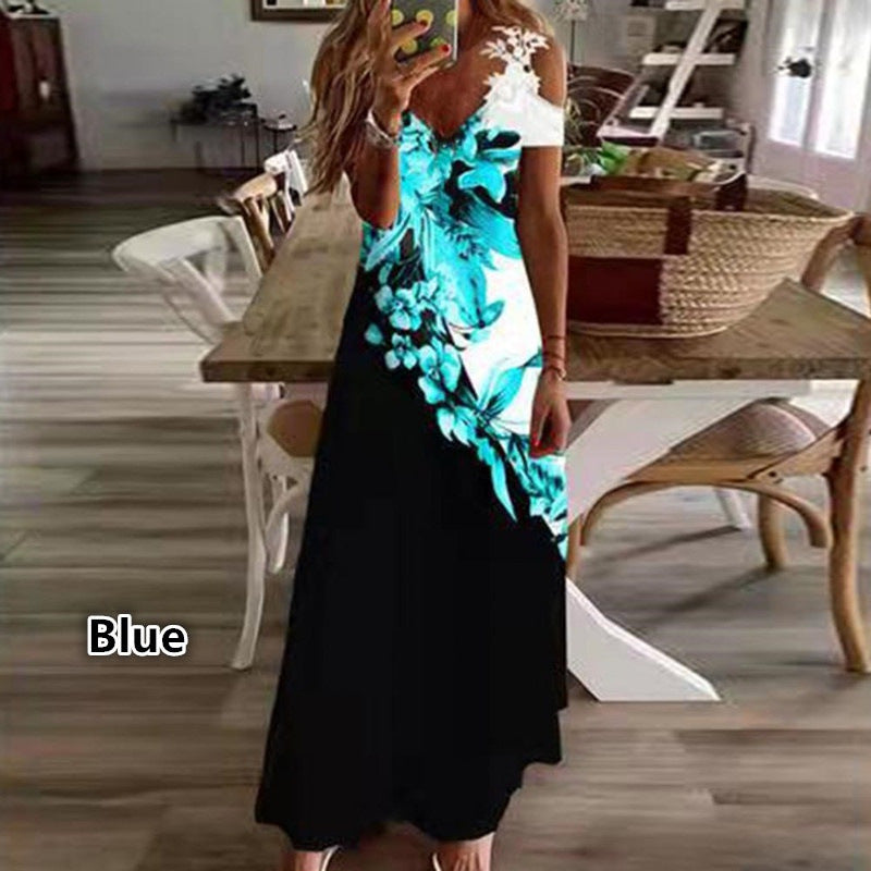 Women's Lace V-neck Strap Long Skirt