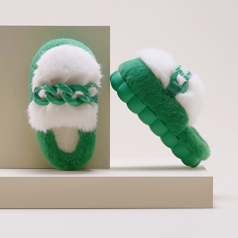 Outdoor Trend Slippers With Thick Bottom Warm In Winter