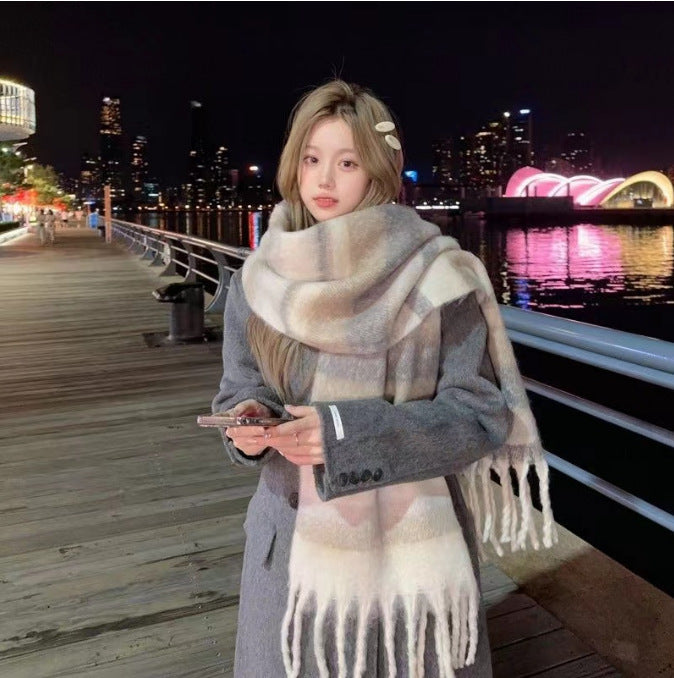 Versatile Thickened Trendy Tassel Neck Warmer In The Maillard Style