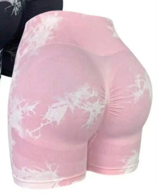 Seamless Tie-dye Sports Tight Shorts