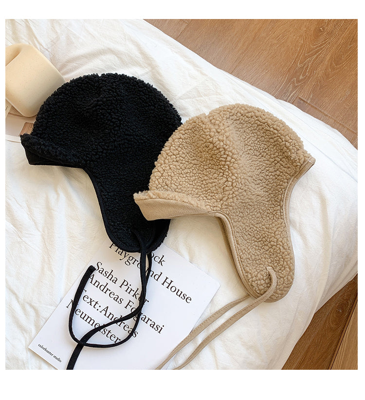Fleece-lined Thickened Lamb Wool Earmuffs Hat