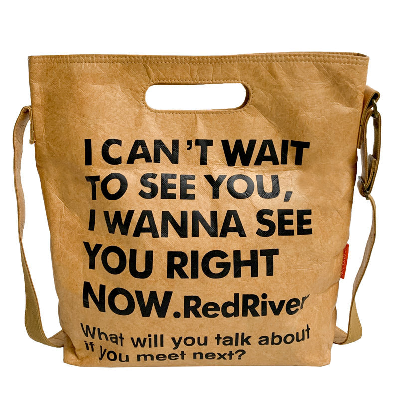 Casual One Shoulder Crossbody Portable Kraft Paper Bag