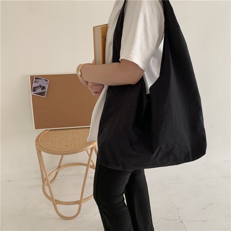 Large Capacity Single Shoulder Handbag Shopping Bag Solid Color